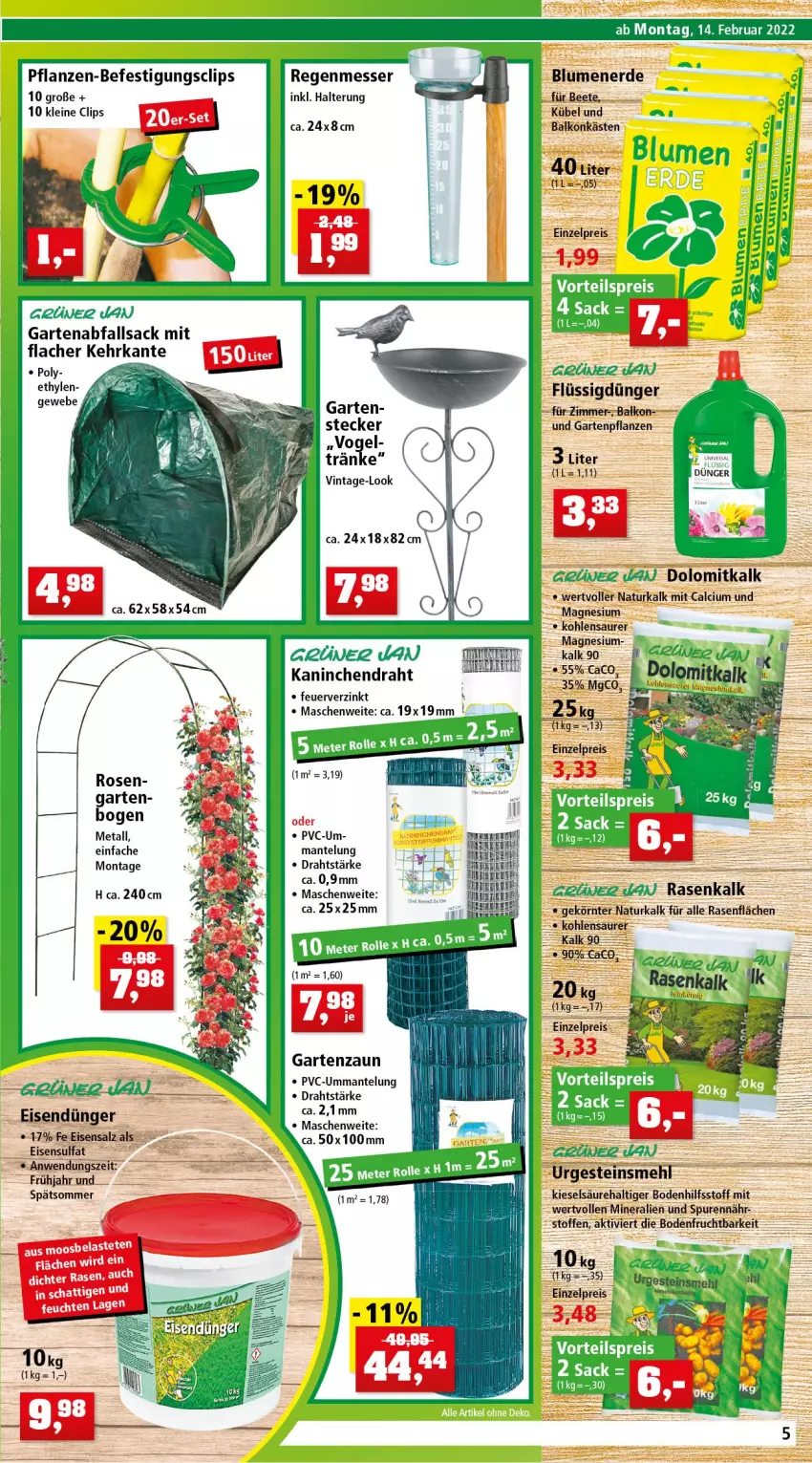 Aktueller Prospekt Thomas Philipps - Prospektwerbung - von 14.02 bis 19.02.2022 - strona 5 - produkty: blume, blumen, blumenerde, Calcium, Draht, dünger, eis, erde, flüssigdünger, frucht, Garten, Gartenpflanze, gin, grüner jan, leine, magnesium, Mantel, messer, natur, pflanze, pflanzen, rasen, sac, senf, Ti