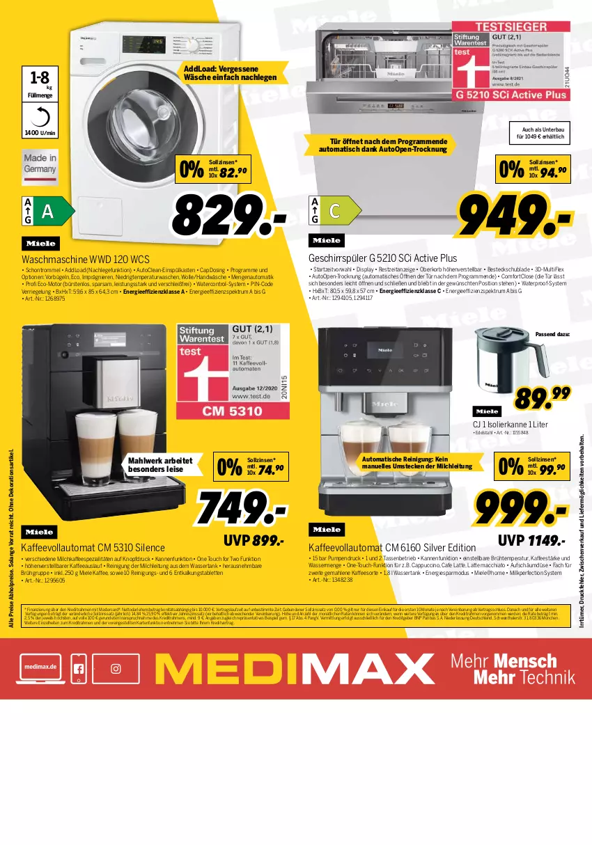 Aktueller Prospekt Medimax - MEDIMAX Prospekt KW30 2022 - von 22.07 bis 28.07.2022 - strona 8 - produkty: abholpreise, ACC, auto, Bau, besteck, bügel, bürste, bürsten, Cap, cappuccino, chia, cin, dekoration, edelstahl, eis, elle, erde, gefu, geschirr, geschirrspüler, isolierkanne, kaffee, kaffeespezialitäten, kaffeevollautomat, korb, latte, latte macchiato, LG, mac, macchiato, mastercard, miele, milch, Reinigung, reis, riegel, rum, Spektrum, Spezi, tablet, tablett, Tablette, tasse, Ti, tisch, trommel, waschmaschine, wasser, wassertank, wolle