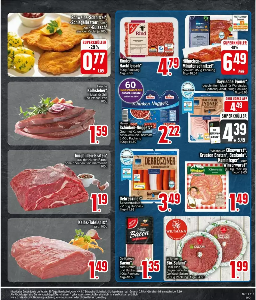 Aktueller Prospekt Edeka - Prospekte - von 06.05 bis 11.05.2024 - strona 17 - produkty: auer, bacon, baguette, Bau, Bauer, Beskada, braten, deka, eis, elle, fleisch, für grill und pfanne, grill, grill und pfanne, gulasch, hackfleisch, ideal für grill, ideal für grill und pfanne, Käse, Käsewurst, lyoner, pfanne, rind, salat, schnitten, tee, Ti, und pfanne, wiesbauer, wurst, Yo