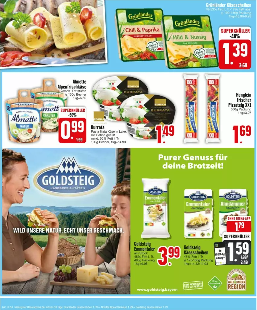 Aktueller Prospekt Edeka - Prospekte - von 06.05 bis 11.05.2024 - strona 6 - produkty: Becher, Burrata, emmentaler, goldsteig, henglein, Käse, käsescheiben, pasta, pizza, Pizzateig, sahne