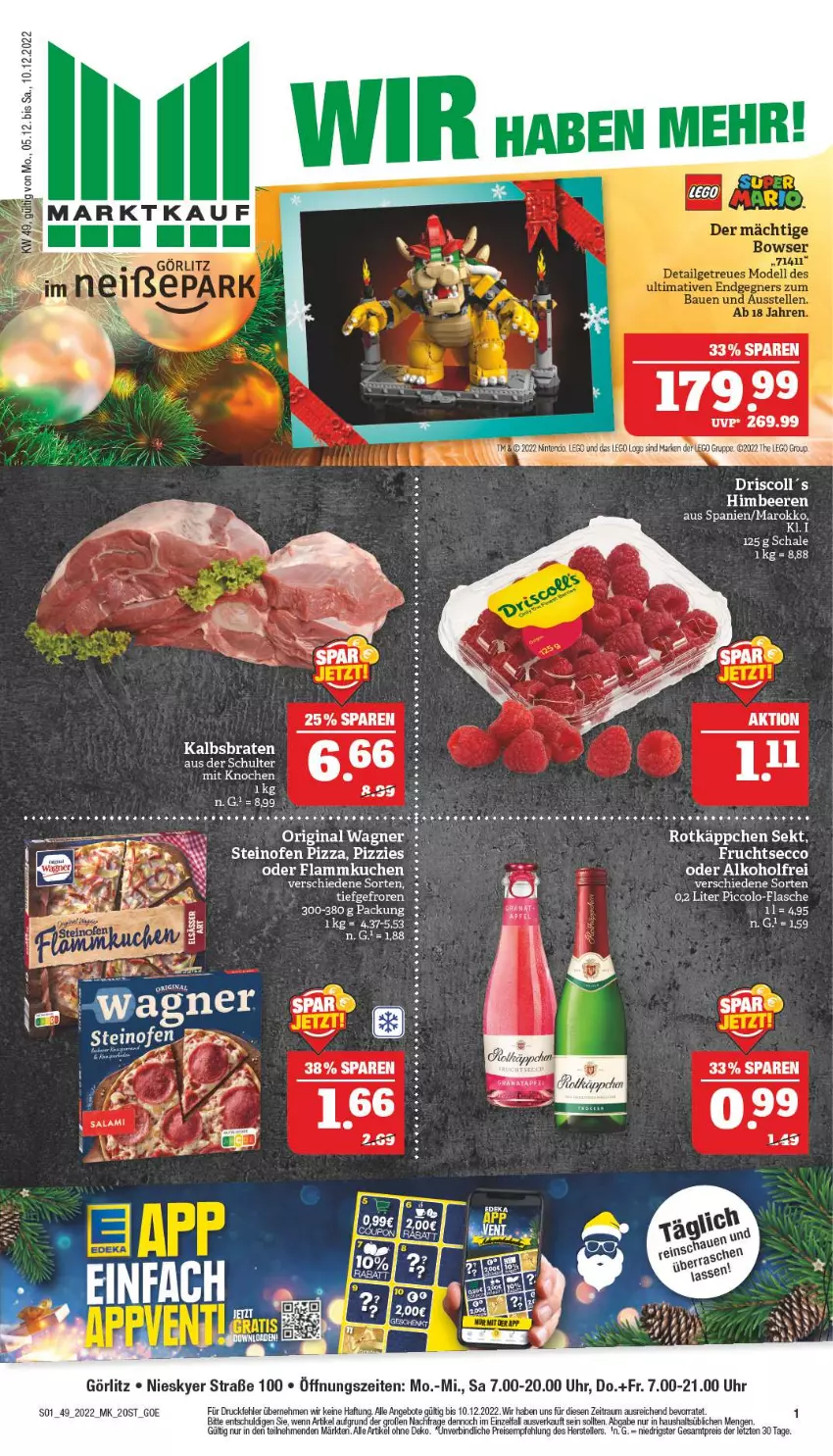 Aktueller Prospekt Marktkauf - Prospekt - von 04.12 bis 10.12.2022 - strona 1 - produkty: alkohol, angebot, angebote, ecco, eis, elle, flammkuchen, flasche, frucht, fruchtsecco, gin, K2, kuchen, lamm, Ofen, original wagner, pizza, reis, rotkäppchen, Schal, Schale, sekt, steinofen, steinofen pizza, teller, Ti, uhr, wagner, Yo, ZTE