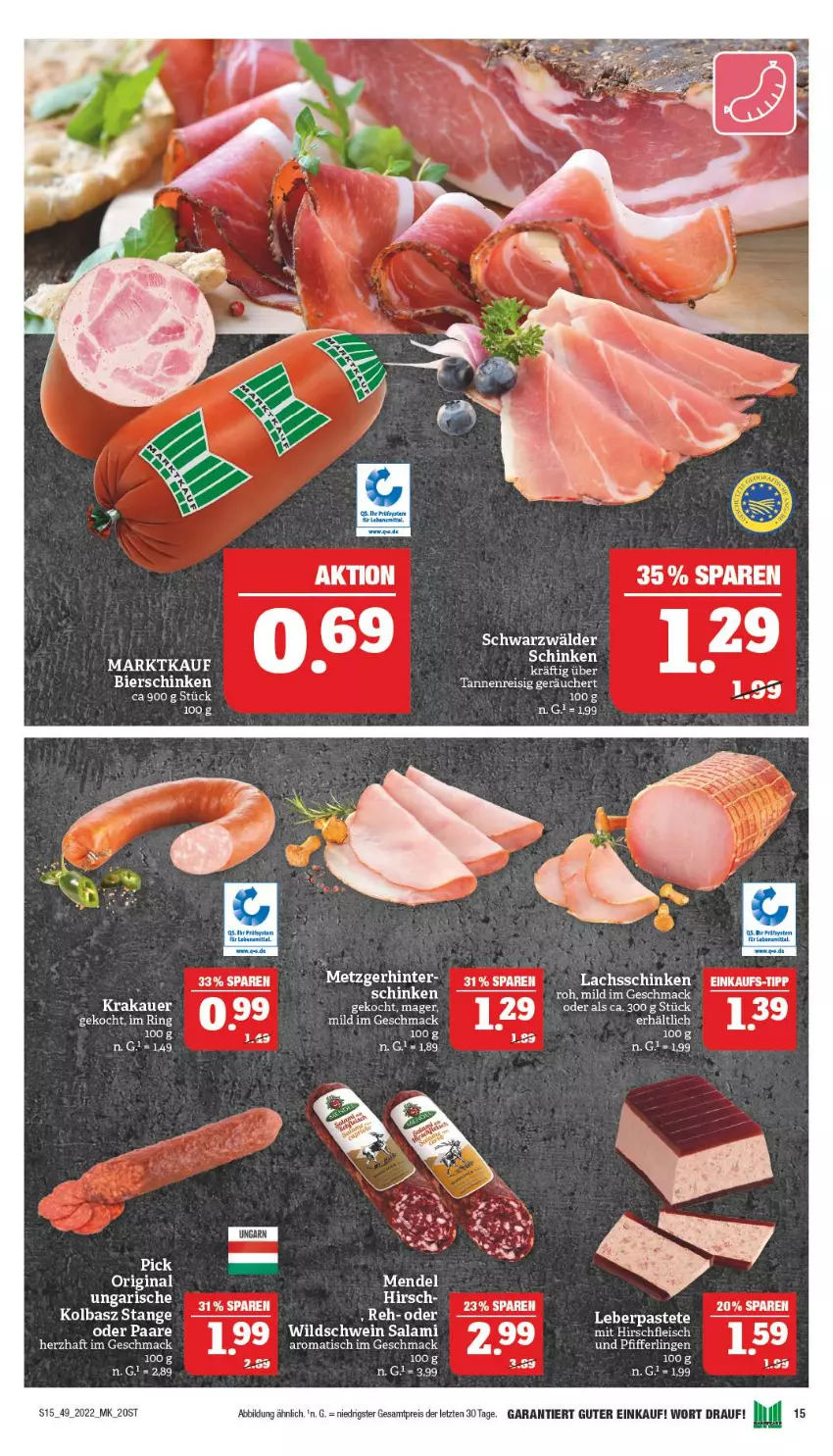 Aktueller Prospekt Marktkauf - Prospekt - von 04.12 bis 10.12.2022 - strona 15 - produkty: auer, eis, fleisch, krakauer, mac, Pfifferlinge, reis, salami, schinken, schwein, Ti, tisch, wein, Wild, Wildschwein, ZTE