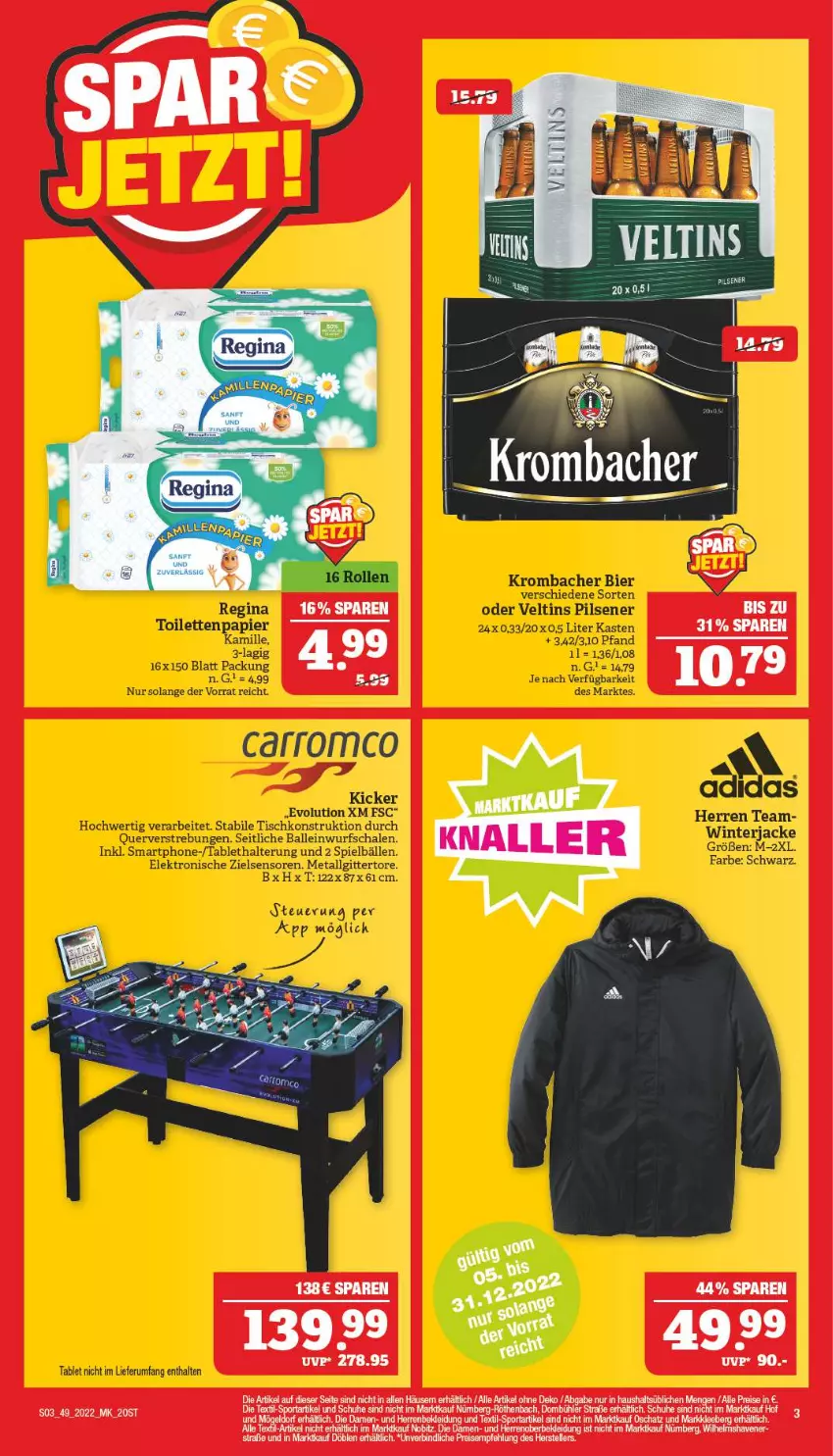 Aktueller Prospekt Marktkauf - Prospekt - von 04.12 bis 10.12.2022 - strona 3 - produkty: ball, bier, Elektro, gin, Kamill, kamille, krombache, krombacher, LG, papier, pils, pilsener, rum, Schal, Schale, schuhe, smartphone, tablet, tee, Ti, tisch, toilettenpapier, veltins, veltins pilsener