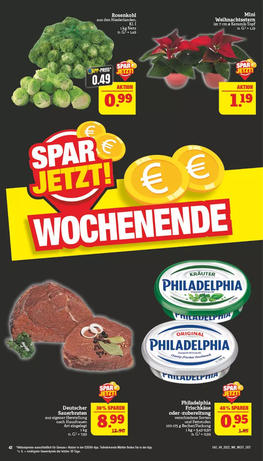 Aktueller Prospekt Marktkauf - Prospekt - von 04.12 bis 10.12.2022 - strona 42 - produkty: aktionspreis, auer, Becher, braten, deka, eis, frischkäse, gin, Käse, nuss, philadelphia, reis, rosen, Rosenkohl, tee, Ti, topf, Weihnachtsstern