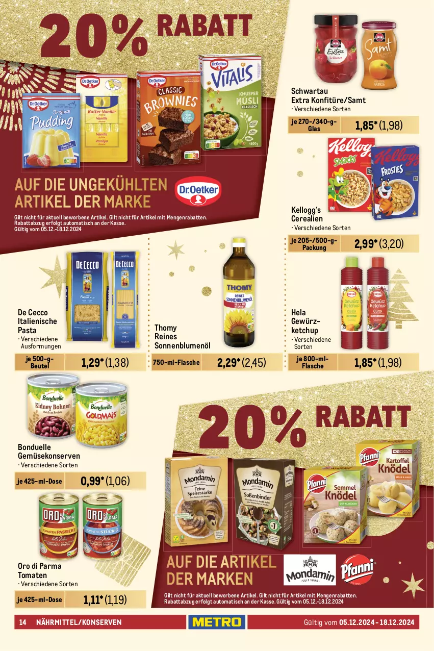 Aktueller Prospekt Metro - Food-Nonfood - von 05.12 bis 18.12.2024 - strona 14 - produkty: auto, bella crema, beutel, blume, blumen, blumenöl, bohne, bohnen, bonduelle, caffè crema, cerealien, coupon, dallmayr, dallmayr prodomo, De Cecco, dolce gusto, ecco, eduscho, eis, elle, flasche, früchte, Früchtetee, Gemüsekonserve, getränk, getränke, gewürz, gewürzketchup, Hela, italienische pasta, kaffee, kakao, Kellogg‘s, ketchup, konfitüre, Konserven, kräuter, lavazza, LG, melitta, natur, Nescafé, nescafé gold, oro di parma, pasta, prodomo, Schwartau, sonnenblume, sonnenblumen, sonnenblumenöl, tee, teekanne, thomy, Ti, tisch, tomate, tomaten