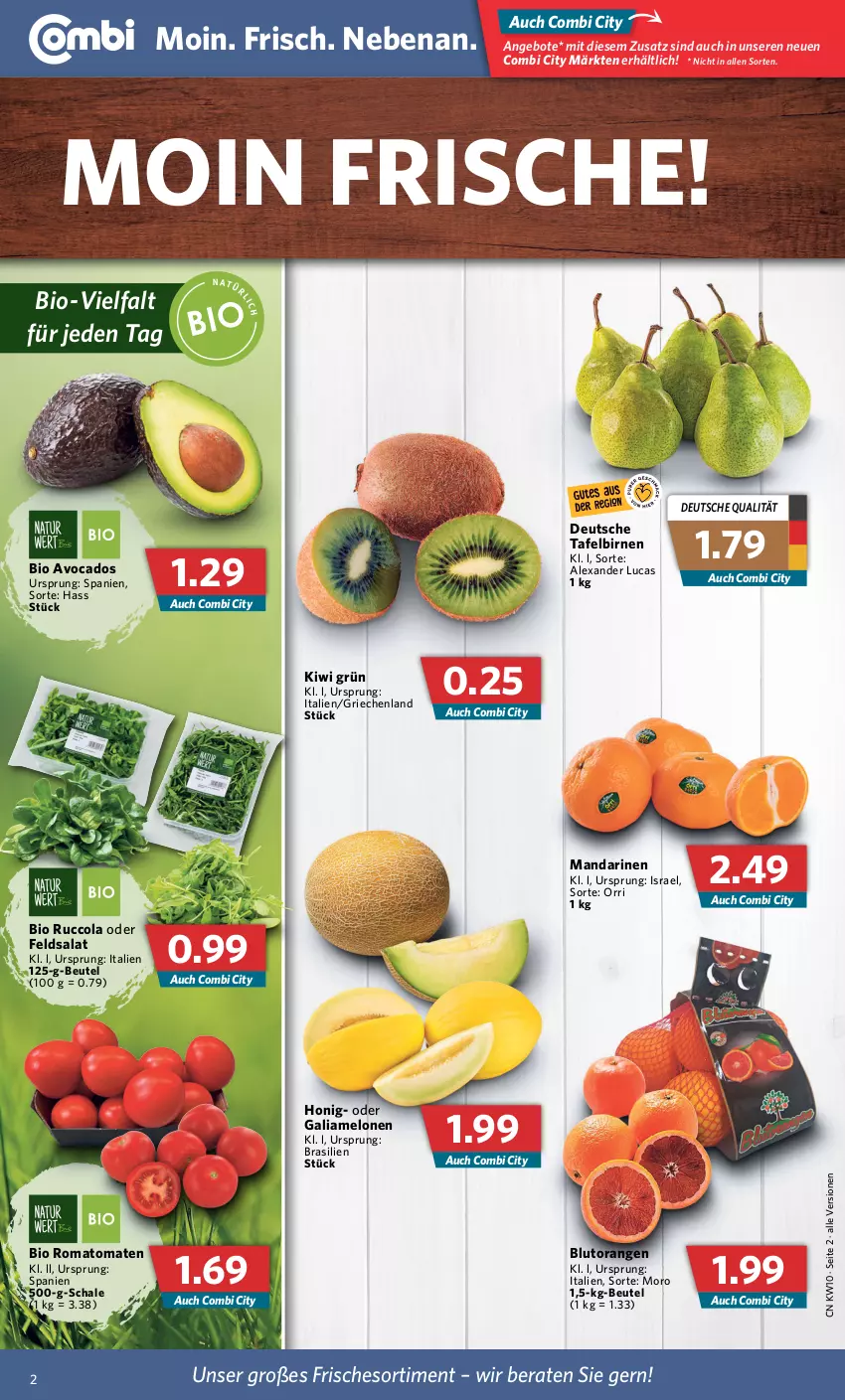 Aktueller Prospekt Combi - Prospekte - von 07.03 bis 12.03.2022 - strona 2 - produkty: alexa, angebot, angebote, avocado, avocados, beutel, bio, Birnen, Blutorange, cola, feldsalat, galiamelone, honig, kiwi, mandarine, mandarinen, melone, melonen, orange, orangen, Romatomaten, salat, Schal, Schale, tafelbirnen, Ti, tomate, tomaten