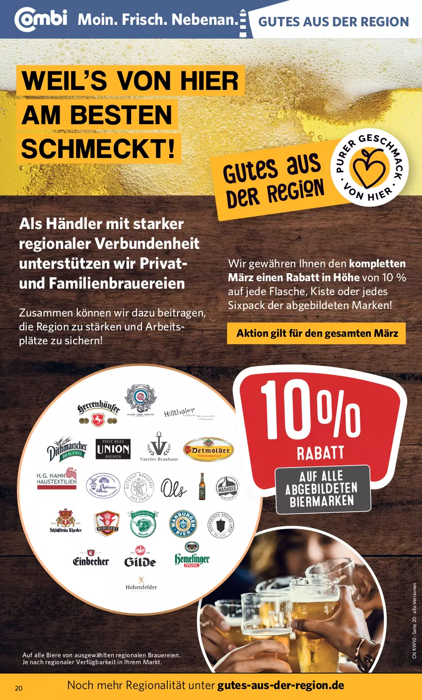 Aktueller Prospekt Combi - Prospekte - von 07.03 bis 12.03.2022 - strona 20 - produkty: angebot, angebote, auer, bier, Biere, flasche, Ti