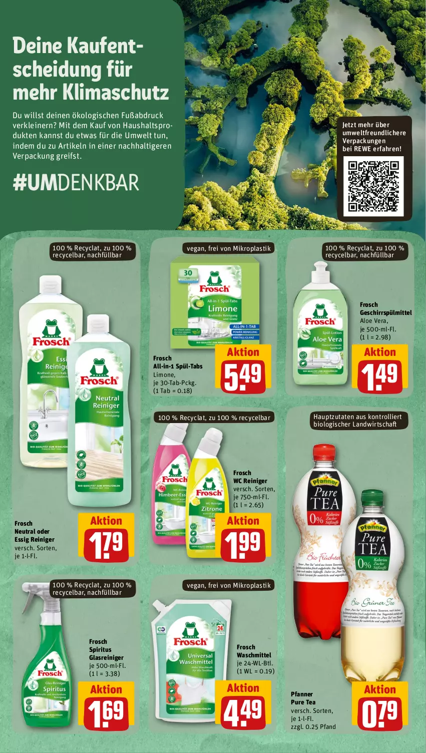 Aktueller Prospekt Rewe - Prospekte - von 19.06 bis 24.06.2023 - strona 9 - produkty: aloe vera, asti, bio, essig, Frosch, geschirr, geschirrspülmittel, Glasreiniger, leine, limo, pfanne, Pfanner, reiniger, spiritus, spülmittel, Ti, trolli, waschmittel