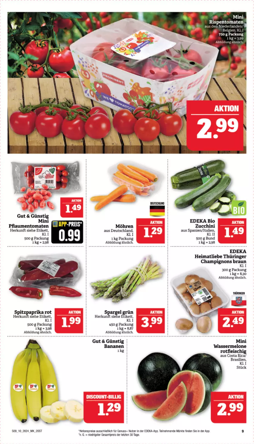 Aktueller Prospekt Marktkauf - Prospekt - von 03.03 bis 09.03.2024 - strona 9 - produkty: aktionspreis, bio, braun, champignon, champignons, champignons braun, deka, edeka bio, eis, möhren, nuss, pflaume, pflaumen, reis, ring, tee, Ti, tomate, tomaten, ZTE, zucchini