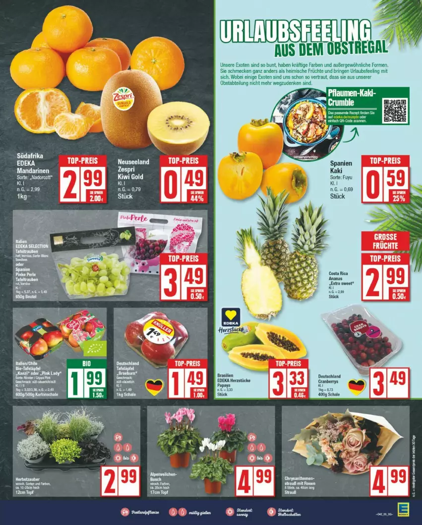 Aktueller Prospekt Edeka - Prospekte - von 14.10 bis 19.10.2024 - strona 3 - produkty: Abtei, cranberry, deka, eis, Elan, früchte, Kaki, mandarine, mandarinen, obst, reis, ring, rosen, tee, Ti, top-preis, zespri