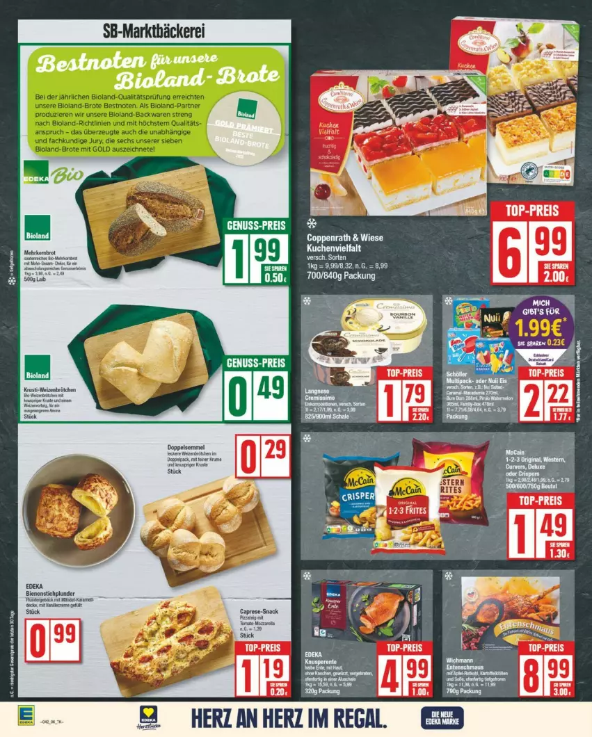 Aktueller Prospekt Edeka - Prospekte - von 14.10 bis 19.10.2024 - strona 6 - produkty: bio, coppenrath, deka, edeka bio, eis, HP, kuchen, nuss, Plunder, reis, Semmel, snack, tee, Ti, top-preis