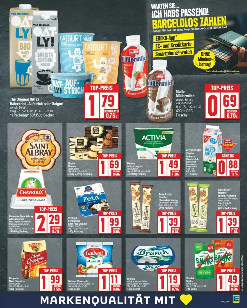 Aktueller Prospekt Edeka - Prospekte - von 14.10 bis 19.10.2024 - strona 7 - produkty: aufstrich, Becher, beutel, chavroux, drink, eis, flasche, galbani, gin, hafer, Haferdrink, mozzarella, reis, rel, top-preis, wein