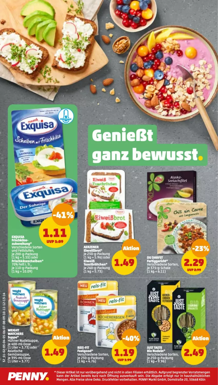 Aktueller Prospekt Penny - Prospekte - von 09.01 bis 14.01.2023 - strona 32 - produkty: bio, brötchen, frischkäse, HP, je 250-g-packung, Käse, käsescheiben, nudel, nudeln, Schal, Schale, suppe, Ti, tisch, toast, ZTE