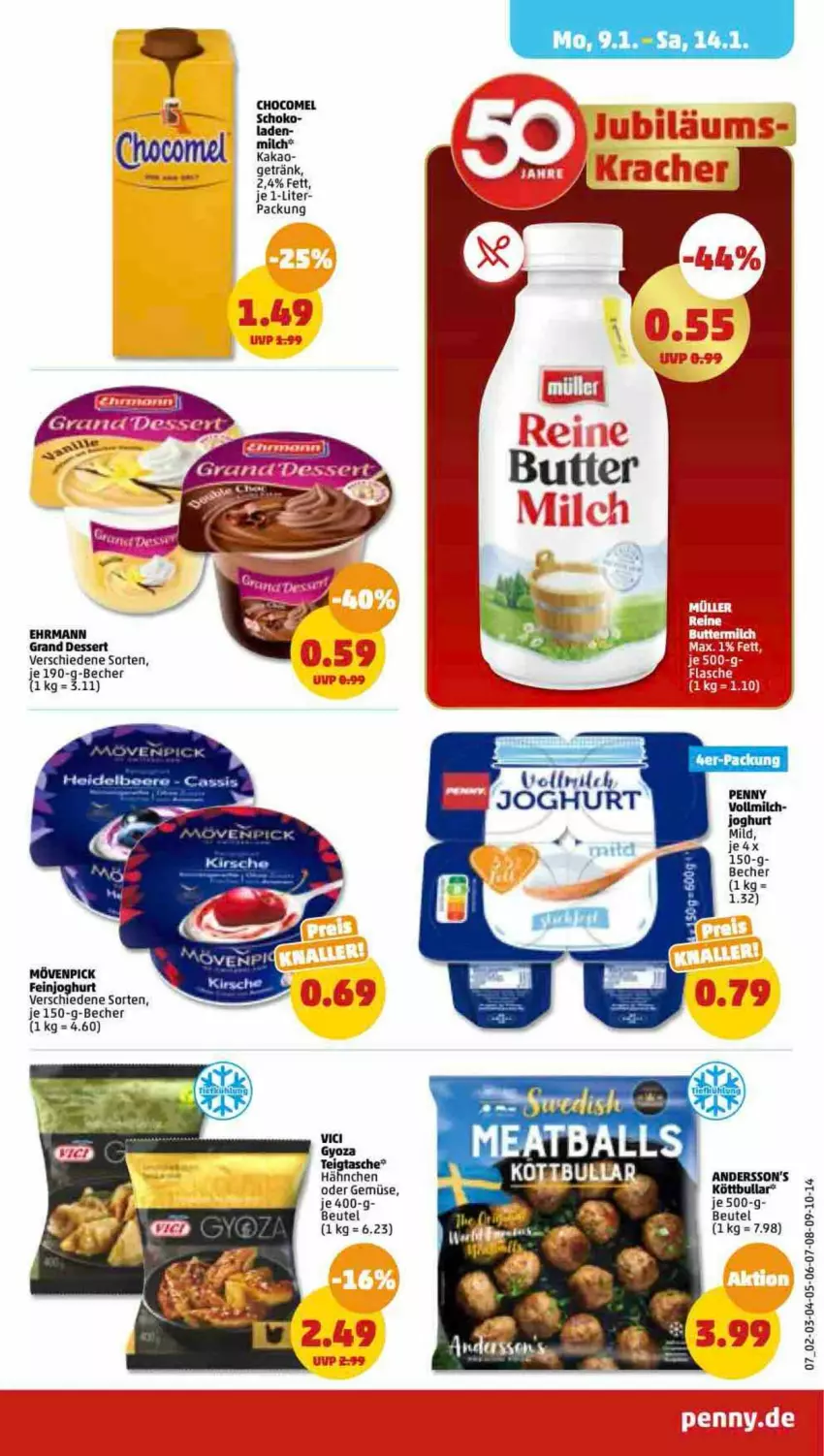 Aktueller Prospekt Penny - Prospekte - von 09.01 bis 14.01.2023 - strona 7 - produkty: Becher, beutel, dessert, ehrmann, Ehrmann Grand Dessert, feinjoghurt, flasche, getränk, joghur, joghurt, joghurt mild, kakao, milch, mövenpick, schoko, vollmilch, Yo