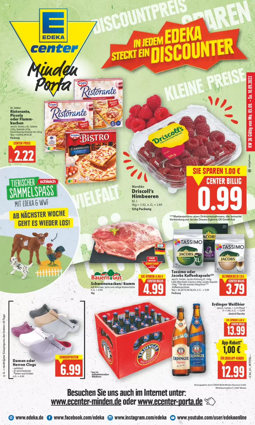 Aktueller Prospekt E Center - Angebote der Woche - von 29.08 bis 03.09.2022 - strona 1 - produkty: ACC, beere, beeren, bier, braten, chia, classico, Clogs, cola, deka, Dr. Oetker, eis, ente, erdinger, espresso, flasche, himbeer, himbeere, himbeeren, jacobs, jacobs krönung, kaffee, kaffeekapseln, kaffeemaschine, lamm, latte, latte macchiato, mac, macchiato, nespresso, reis, ristorante, saft, schwein, schweine, schweinenacken, sim, tassimo, Ti, wein, weine, Yo, ZTE