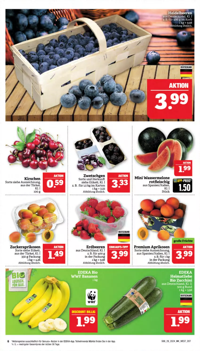 Aktueller Prospekt Marktkauf - Prospekt - von 14.07 bis 20.07.2024 - strona 6 - produkty: aktionspreis, aprikose, aprikosen, beere, beeren, bio, deka, eis, erdbeere, erdbeeren, fleisch, kirsch, kirsche, kirschen, mais, melone, nuss, reis, Ti, wasser, wassermelone, ZTE, zucchini, zucker