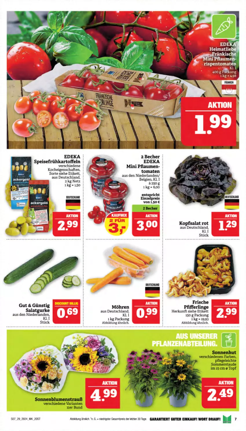 Aktueller Prospekt Marktkauf - Prospekt - von 14.07 bis 20.07.2024 - strona 7 - produkty: deka, eis, Frühkartoffeln, gurke, kartoffel, kartoffeln, kopfsalat, reis, salat, Salatgurke, speisefrühkartoffeln, Ti, ZTE