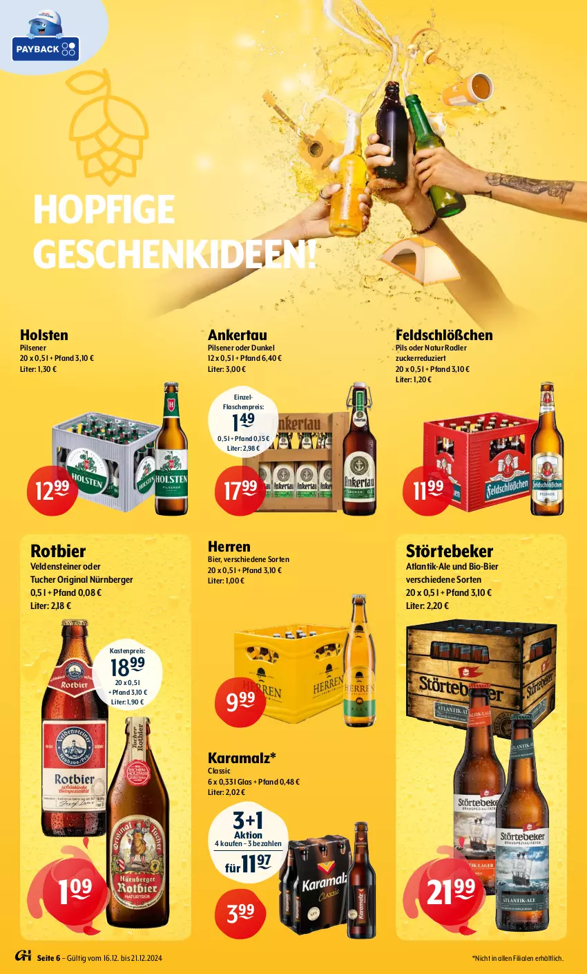 Aktueller Prospekt Getraenke Hoffmann - Prospekte - von 16.12 bis 21.12.2024 - strona 6 - produkty: Berger, bier, bio, eis, flasche, gin, holsten, karamalz, malz, natur, natur radler, nürnberger, pils, pilsener, radler, rama, reis, steiner, störtebeker, Ti, tuc, Tucher, zucker