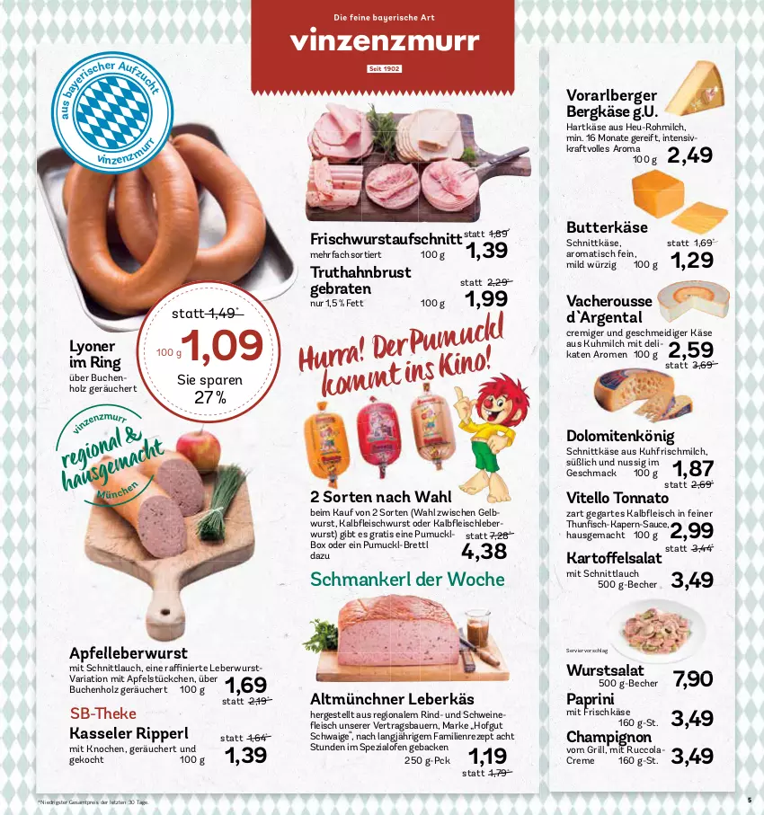 Aktueller Prospekt Aez - Prospekte - von 06.11 bis 11.11.2023 - strona 5 - produkty: apfel, auer, aufschnitt, Bau, Bauer, Becher, Berger, Bergkäse, braten, buch, butter, butterkäse, champignon, cola, creme, eis, elle, frischkäse, geback, grill, hartkäse, hero, Heu, hofgut, Holz, Käse, kasseler, kraft, leberkäs, leberwurst, lyoner, mac, milch, nuss, Ofen, reis, rezept, Ria, rind, ring, salat, sauce, schnittkäse, schnittlauch, schwein, schweine, Spezi, Ti, tisch, truthahn, Vitello Tonnato, wein, weine, wurst, Yo, ZTE