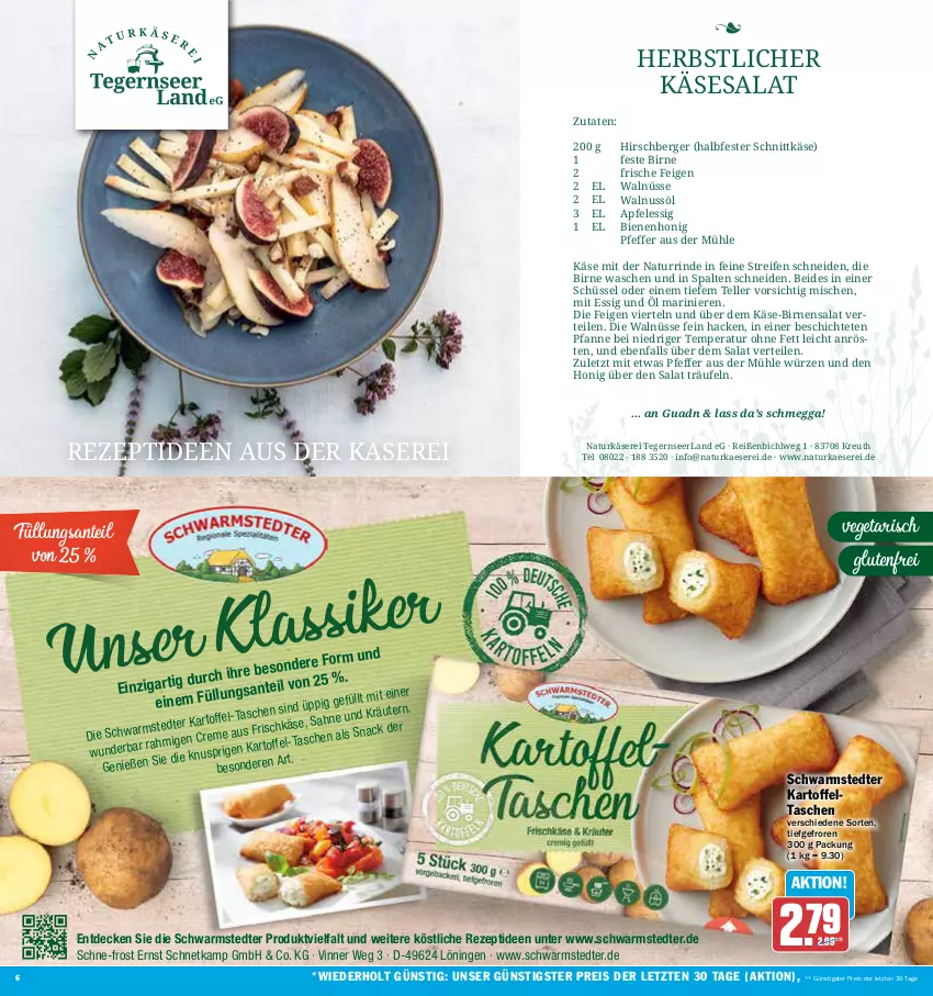 Aktueller Prospekt Aez - Prospekte - von 06.11 bis 11.11.2023 - strona 6 - produkty: apfel, apfelessig, Berger, Birnen, decke, eis, elle, essig, Feigen, halbfester schnittkäse, honig, kaes, kartoffel, Kartoffeltaschen, Käse, natur, nuss, pfanne, pfeffer, reifen, reis, rezept, rind, salat, SANTE, schnittkäse, schüssel, schwarmstedter, snack, Tasche, taschen, Tegernseer, teller, Ti, walnuss, ZTE