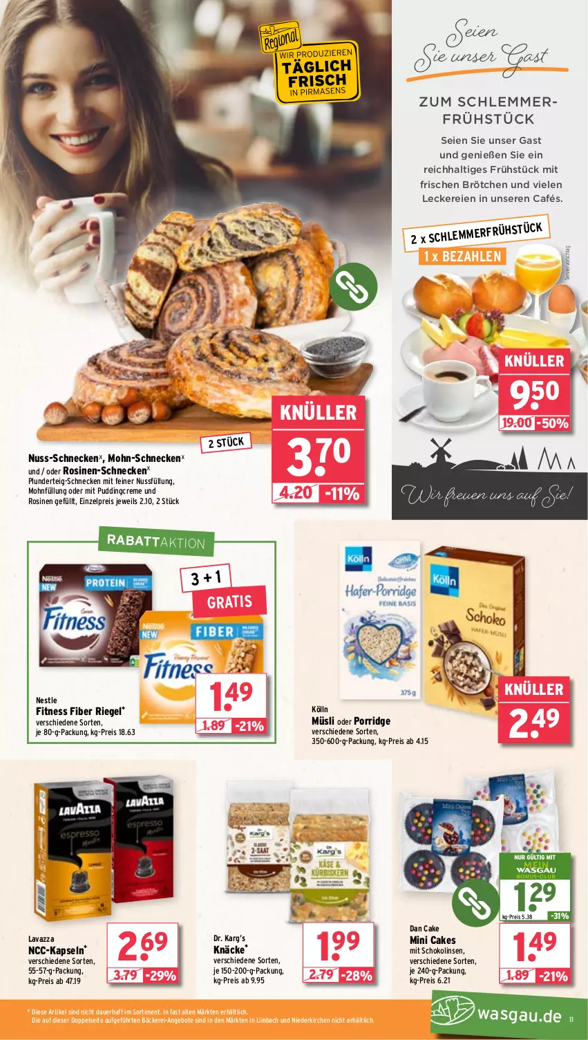 Aktueller Prospekt Wasgau - von 02.09 bis 07.09.2024 - strona 11 - produkty: angebot, angebote, auer, brötchen, creme, eis, kölln, lavazza, linsen, müsli, nuss, Plunder, porridge, pudding, reis, riegel, schoko, Schokolinsen, Ti