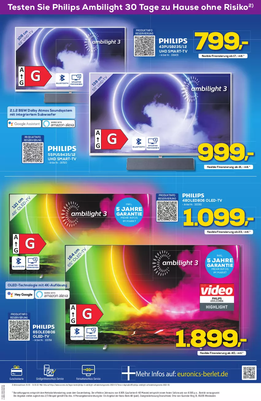 Aktueller Prospekt Berlet - Achtung!  - von 12.03 bis 18.03.2022 - strona 3 - produkty: angebot, Bad, Bank, eis, elle, gutschein, Oled-TV, Philips, reis, ring, Subwoofer, Ti, uhd