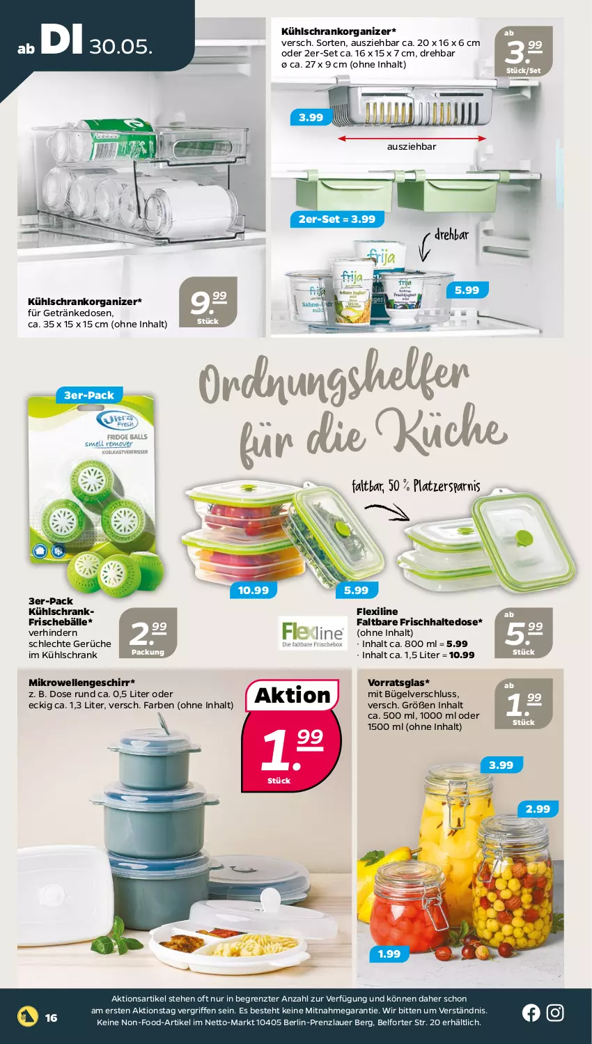 Aktueller Prospekt Netto - Woche 22 - von 30.05 bis 03.06.2023 - strona 16 - produkty: auer, bügel, elle, geschirr, getränk, getränke, küche, kühlschrank, mikrowelle, Schrank, Ti, ZTE