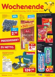 Gazetka promocyjna Netto Marken-Discount - Filial-Angebote - Gazetka - ważna od 15.04 do 15.04.2023 - strona 31 - produkty: akku, angebot, auer, beere, beeren, bella crema, bestpreis, Bitset, bohne, bohnen, chips, crunchips, drink, eis, energy drink, heidelbeere, heidelbeeren, Holz, HP, kaffee, kaffeebohnen, koffer, ladegerät, LG, lorenz, lorenz crunchips, melitta, reis, Schal, Schale, schlagbohrmaschine, Ti, ZTE