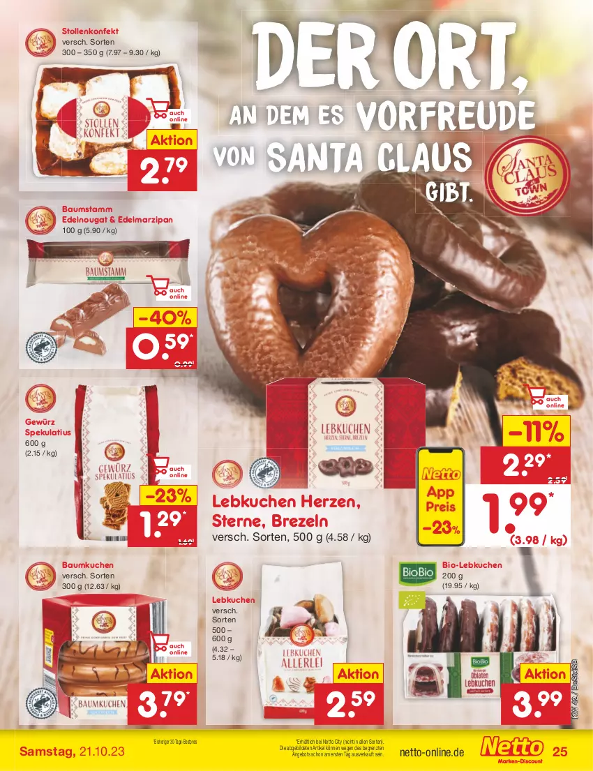 Aktueller Prospekt Netto Marken-Discount - Filial-Angebote - von 16.10 bis 21.10.2023 - strona 27 - produkty: angebot, Bau, bestpreis, bio, brezel, Brezeln, Edelmarzipan, eis, gewürz, kuchen, Lebkuchen, marzipan, reis, Stollen, Ti, ZTE