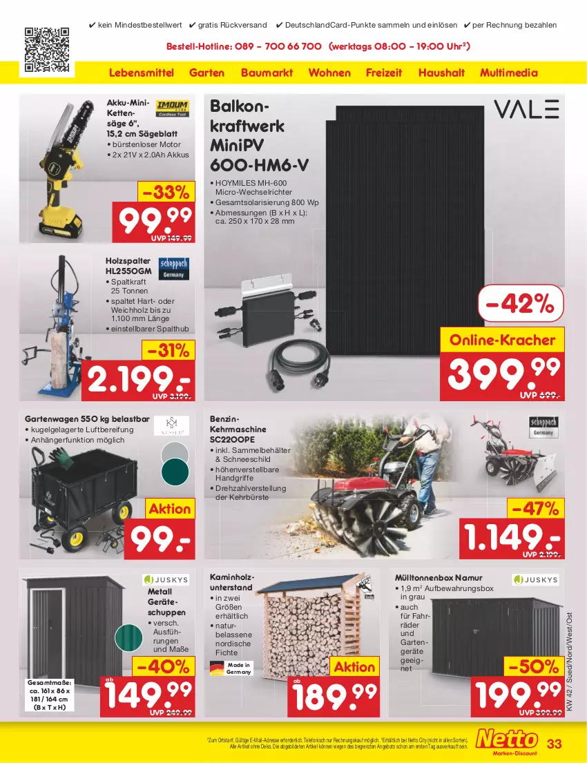 Aktueller Prospekt Netto Marken-Discount - Filial-Angebote - von 16.10 bis 21.10.2023 - strona 37 - produkty: akku, angebot, Anhänger, aufbewahrungsbox, Bau, Behälter, bürste, bürsten, deutschlandcard, eis, Garten, Germ, Holz, Holzspalter, Kamin, Kaminholz, Kette, kracher, kraft, Kugel, lebensmittel, LG, natur, Nike, reis, säge, telefon, Ti, uhr, ZTE