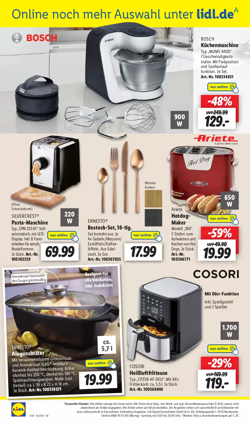 Aktueller Prospekt Lidl - Aktionsprospekt - von 04.03 bis 09.03.2024 - strona 42 - produkty: angebot, angebote, auto, besteck, besteck-set, bosch, decke, Deckel, dell, eis, elle, ernesto, fritteuse, Frittierkorb, gabel, Heißluftfritteuse, herdarten, hot dog, ilag, kaffee, korb, küche, Küchen, küchenmaschine, LG, Löffel, messer, Mode, ndk, nudel, Ofen, pasta, reis, rel, Schal, Schale, schneidebrett, silvercrest, spülmaschinen, telefon, Ti, tisch, uhr