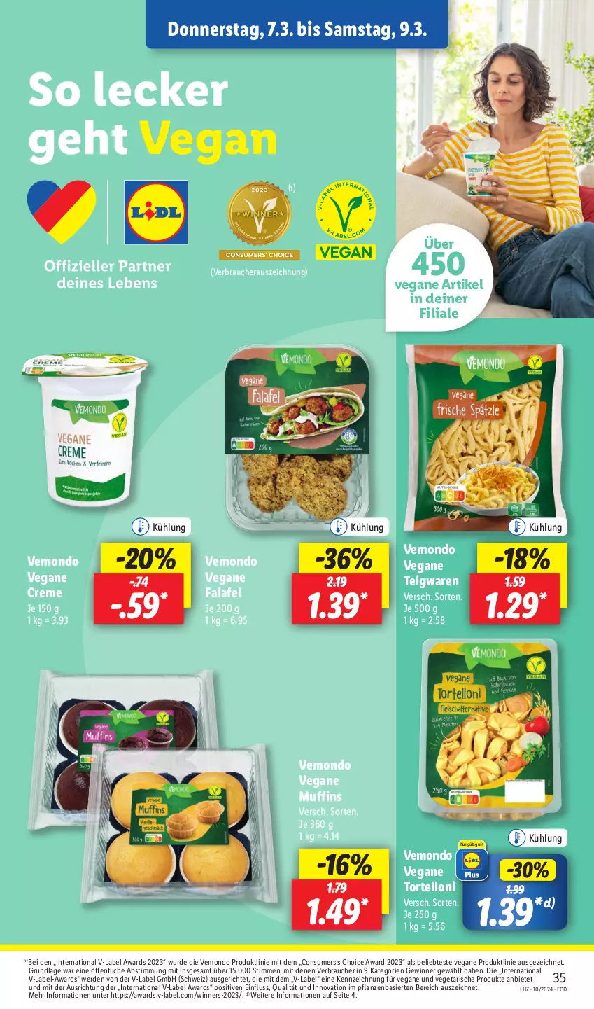 Aktueller Prospekt Lidl - Aktionsprospekt - von 04.03 bis 09.03.2024 - strona 45 - produkty: creme, erde, Falafel, Muffin, muffins, pflanze, pflanzen, Rauch, teigwaren, Ti, torte, tortelloni, Vegeta