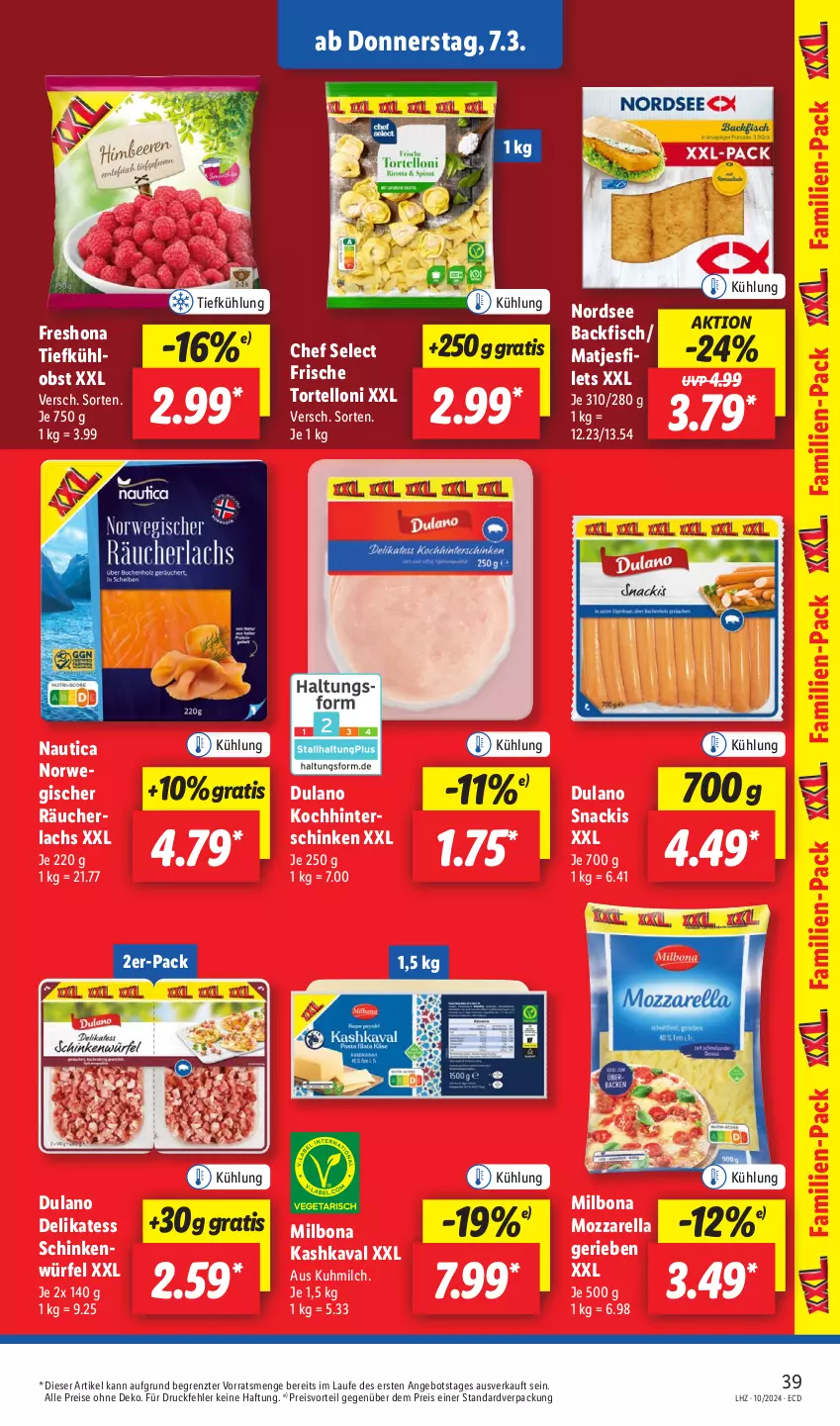 Aktueller Prospekt Lidl - Aktionsprospekt - von 04.03 bis 09.03.2024 - strona 49 - produkty: angebot, backfisch, Bona, dulano, eis, filet, filets, fisch, hinterschinken, Kashkaval, lachs, matjes, Matjesfilet, matjesfilets, Milbona, milch, mozzarella, Nordsee, obst, preisvorteil, Räucherlachs, reis, rel, rwe, schinken, snack, Ti, torte, tortelloni, würfel, ZTE