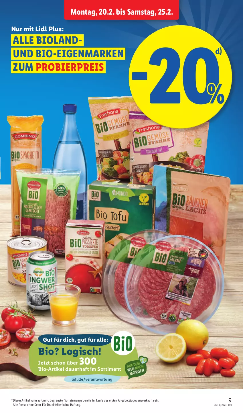 Aktueller Prospekt Lidl - Aktionsprospekt - von 20.02 bis 25.02.2023 - strona 9 - produkty: angebot, auer, bier, bio, bioland, eis, reis, Ti, ZTE