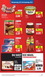Gazetka promocyjna Lidl - Aktionsprospekt - Gazetka - ważna od 25.02 do 25.02.2023 - strona 45 - produkty: angebot, cerealien, eis, elle, fleisch, fleischwurst, herta, ice tea, Kinder, kinder country, Ländertee, lipton, lipton ice tea, Meßmer, milch, nestlé, nutella, rama, reis, riegel, saft, tee, teller, Ti, wurst, ZTE