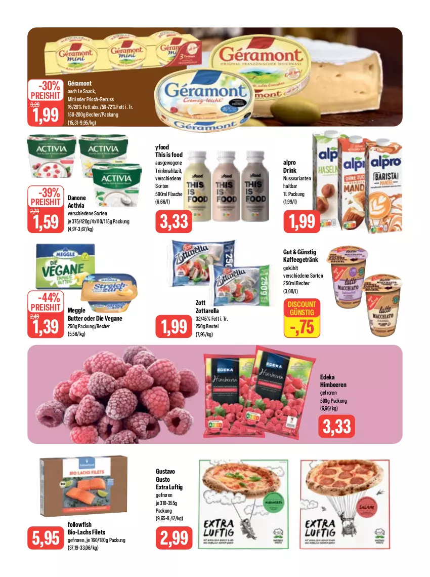 Aktueller Prospekt Feneberg - Prospekte - von 15.06 bis 17.06.2023 - strona 7 - produkty: activia, alpro, Becher, beere, beeren, beutel, bio, butter, danone, danone activia, deka, discount, drink, eis, filet, filets, flasche, followfish, géramont, getränk, himbeer, himbeere, himbeeren, kaffee, lachs, meggle, nuss, reis, rel, Ria, snack, Ti, zott, zottarella