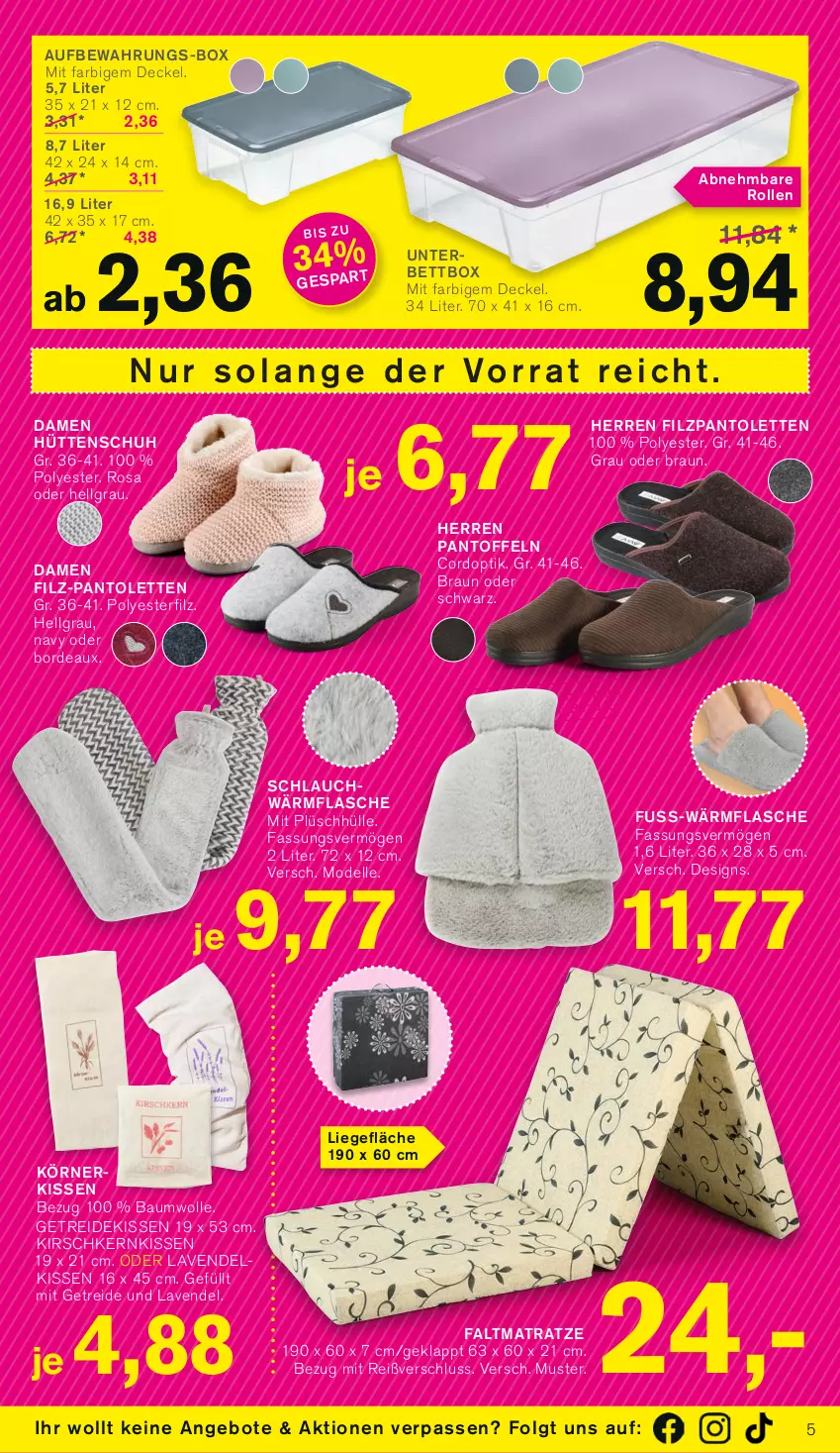 Aktueller Prospekt Kodi - Prospekte - von 05.02 bis 10.02.2024 - strona 5 - produkty: angebot, angebote, Bau, baumwolle, bett, braun, decke, Deckel, dell, elle, Faltmatratze, flasche, kirsch, kissen, lavendel, LG, Liege, matratze, Mode, Pantoffeln, pantolette, pantoletten, Plüsch, schlauch, Ti, wolle