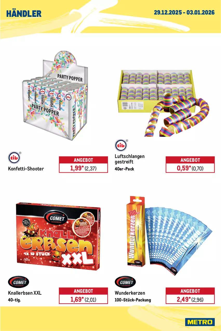 Aktueller Prospekt Metro - Wochen-Angebote Händler - von 29.12.2025 bis 03.01.2026 - strona 9 - produkty: angebot, auer, eis, erbsen, kerze, Knallerbsen, LG, Luftschlangen, reis, Ti