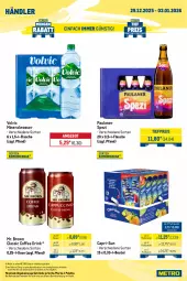Gazetka promocyjna Metro - Wochen-Angebote Händler - Gazetka - ważna od 03.01 do 03.01.2026 - strona 3 - produkty: Alwa, angebot, beutel, Cap, capri-sun, drink, eis, flasche, getränk, getränke, Metro, metro gastro, mineralwasser, Palette, Paula, paulaner, reis, Spezi, Ti, tiefpreis, volvic, wasser