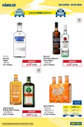 Gazetka promocyjna Metro - Wochen-Angebote Händler - Gazetka - ważna od 03.01 do 03.01.2026 - strona 5 - produkty: Absolut Vodka, angebot, aperol, bacardi, bacardi rum, eis, flasche, Germ, getränk, getränke, jägermeister, kräuter, kräuterlikör, likör, Meister, orange, Palette, reis, rum, Ti, vodka