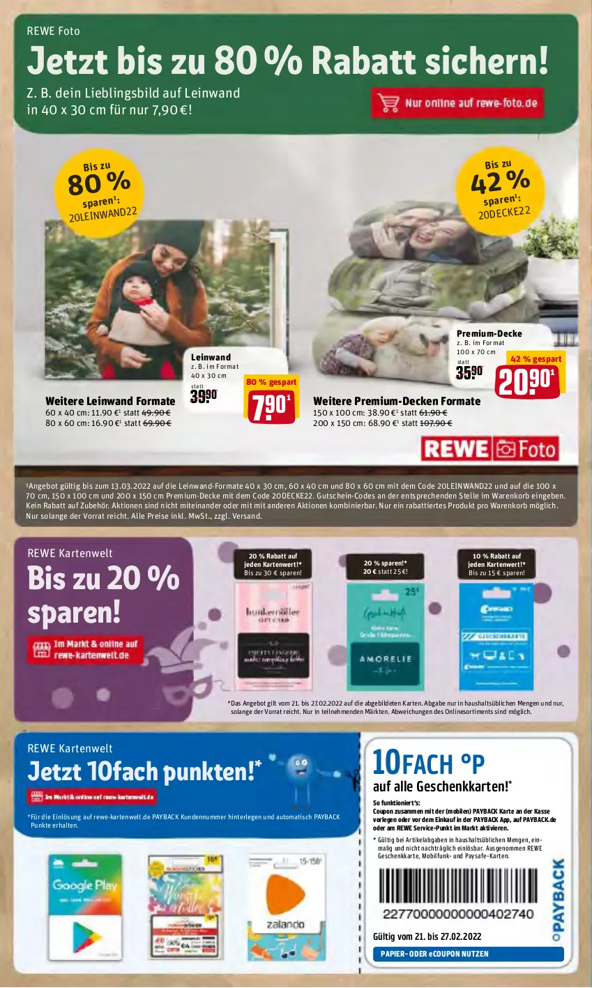 Aktueller Prospekt Rewe - Prospekte - von 21.02 bis 27.02.2022 - strona 20 - produkty: angebot, auto, coupon, decke, eis, elle, gutschein, korb, papier, payback, reis, Ti, tisch