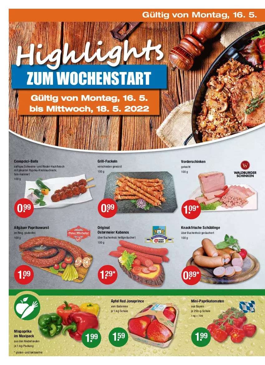 Aktueller Prospekt Vmarkt - V-Markt - von 12.05 bis 18.05.2022 - strona 22 - produkty: ball, buch, cevapcici, eier, eis, fleisch, gewürz, gin, grill, grill-fackeln, hackfleisch, Holz, kabanos, knoblauch, LG, paprika, rind, rinder, rinder-hackfleisch, ring, saft, Schal, Schale, schinken, schwein, schweine, Ti, tomate, tomaten, wein, weine, wurst