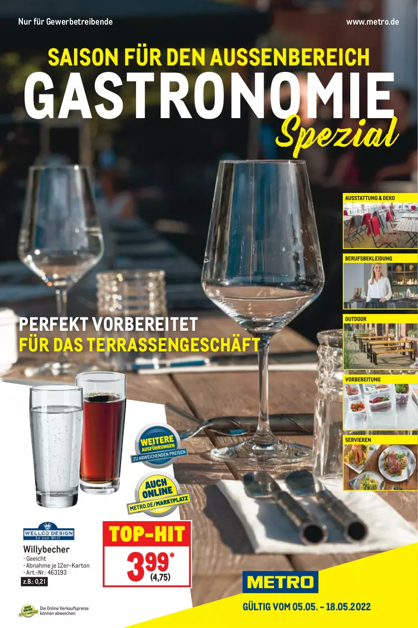 Aktueller Prospekt Metro - Gastronomie Spezial - von 05.05 bis 18.05.2022 - strona 1 - produkty: Becher, eis, kleid, Kleidung, Metro, reis, Spezi, Ti, top-hit