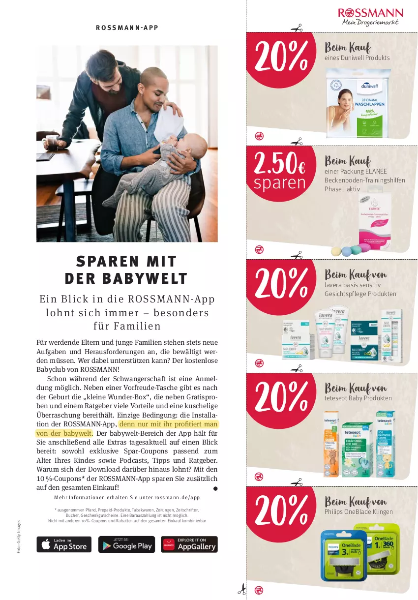 Aktueller Prospekt Rossmann - Prospekte - von 01.10 bis 31.10.2023 - strona 95 - produkty: coupon, coupons, duni, Duniwell, Elan, erde, gesichtspflege, gutschein, gutscheine, lavera, leine, Philips, rum, Tasche, Ti