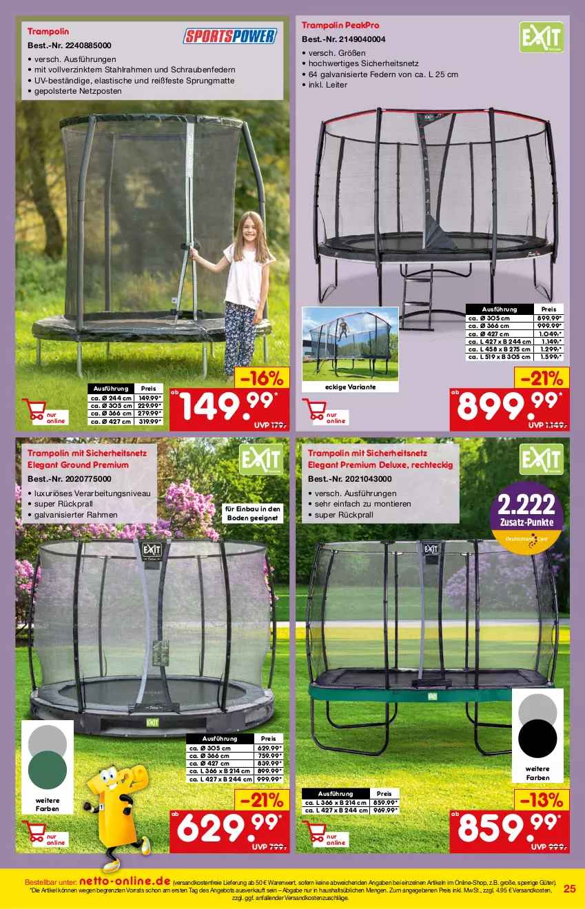 Aktueller Prospekt Netto Marken-Discount - Online-Angebote April - von 01.04 bis 30.04.2022 - strona 25 - produkty: angebot, asti, Bau, eis, ndk, nivea, reis, Ria, schrauben, Ti, Tiere, tisch, Trampolin, versandkostenfrei, ZTE