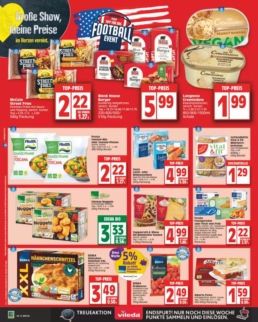 Aktueller Prospekt Edeka - Angebote der Woche - von 30.01 bis 04.02.2023 - strona 10 - produkty: beere, beeren, beutel, bio, brötchen, chicken nuggets, coppenrath, deka, edeka bio, erdbeere, erdbeeren, fertiggericht, fertiggerichte, filet, filets, fisch, frosta, für grill und pfanne, gemüse-pfanne, grill, grill und pfanne, ideal für grill, ideal für grill und pfanne, korn, kuchen, lachs, lachsfilet, lachsfilets, Müller, nuggets, pasta, pfanne, schnitzel, Ti, und pfanne, vita, wiener, Wild, wildlachs, zucker