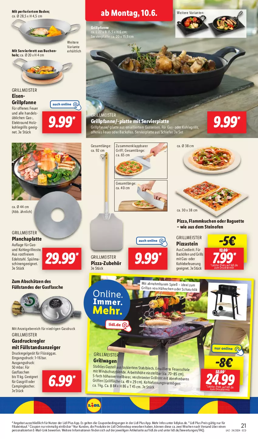 Aktueller Prospekt Lidl - Aktionsprospekt - von 10.06 bis 15.06.2024 - strona 25 - produkty: angebot, backofen, baguette, buch, coupon, edelstahl, eis, Elektro, feuerschale, flammkuchen, flasche, gasflaschen, gasgrill, grill, grillfläche, Grillpfanne, grillrost, Holz, ideal zum grillen, Kocher, Kohlegrill, kuchen, lack, lamm, latte, LG, Meister, Ofen, Persona, pfanne, pizza, reis, Ria, Schal, Schale, steinofen, Ti, Windschutz, ZTE