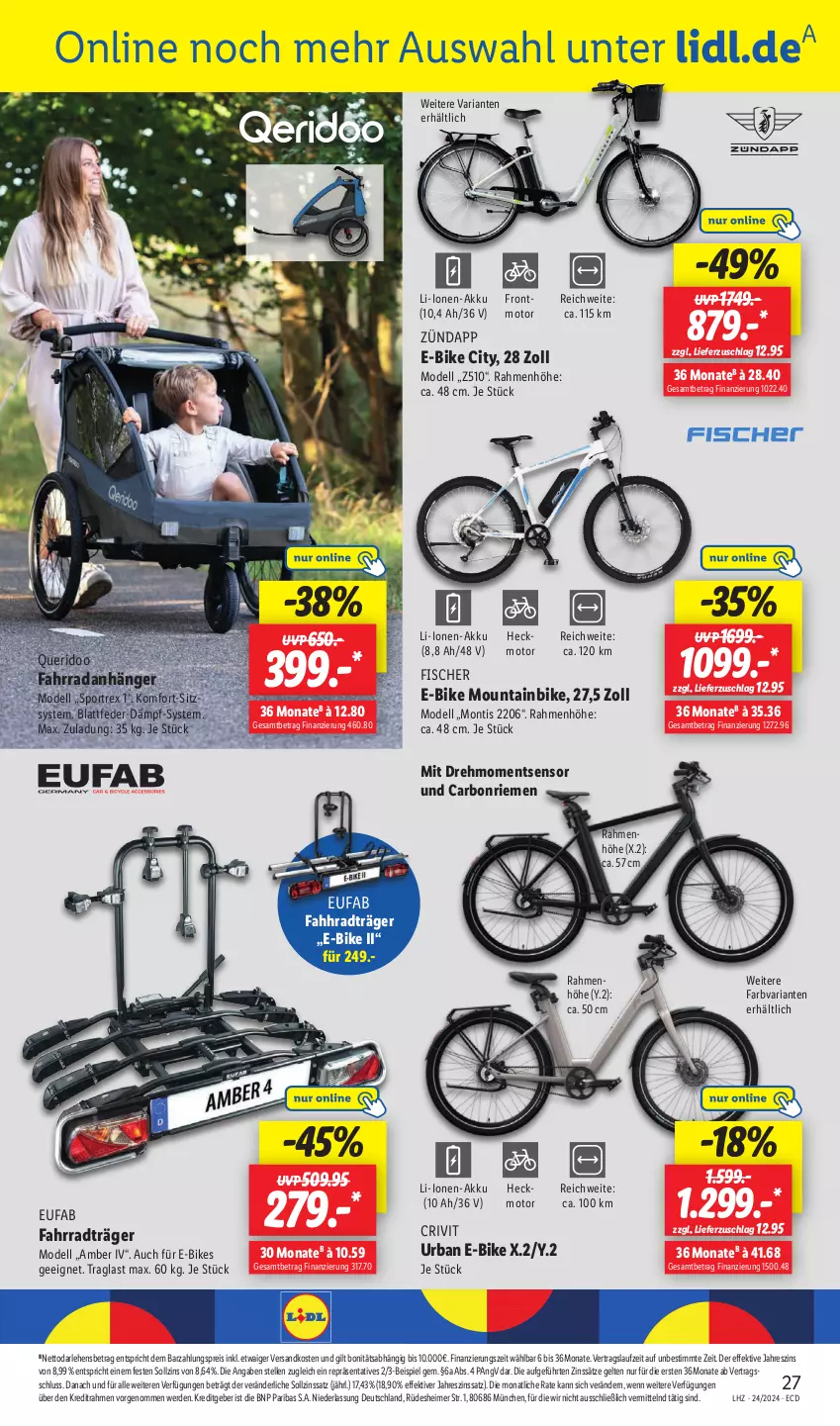 Aktueller Prospekt Lidl - Aktionsprospekt - von 10.06 bis 15.06.2024 - strona 45 - produkty: akku, Amber, Anhänger, auer, crivit, dell, E-Bike, E-Bikes, eimer, eis, elle, erde, eufab, Fahrrad, fisch, fische, Fischer, Mode, Mountainbike, ndk, reis, Ria, Sport, Ti