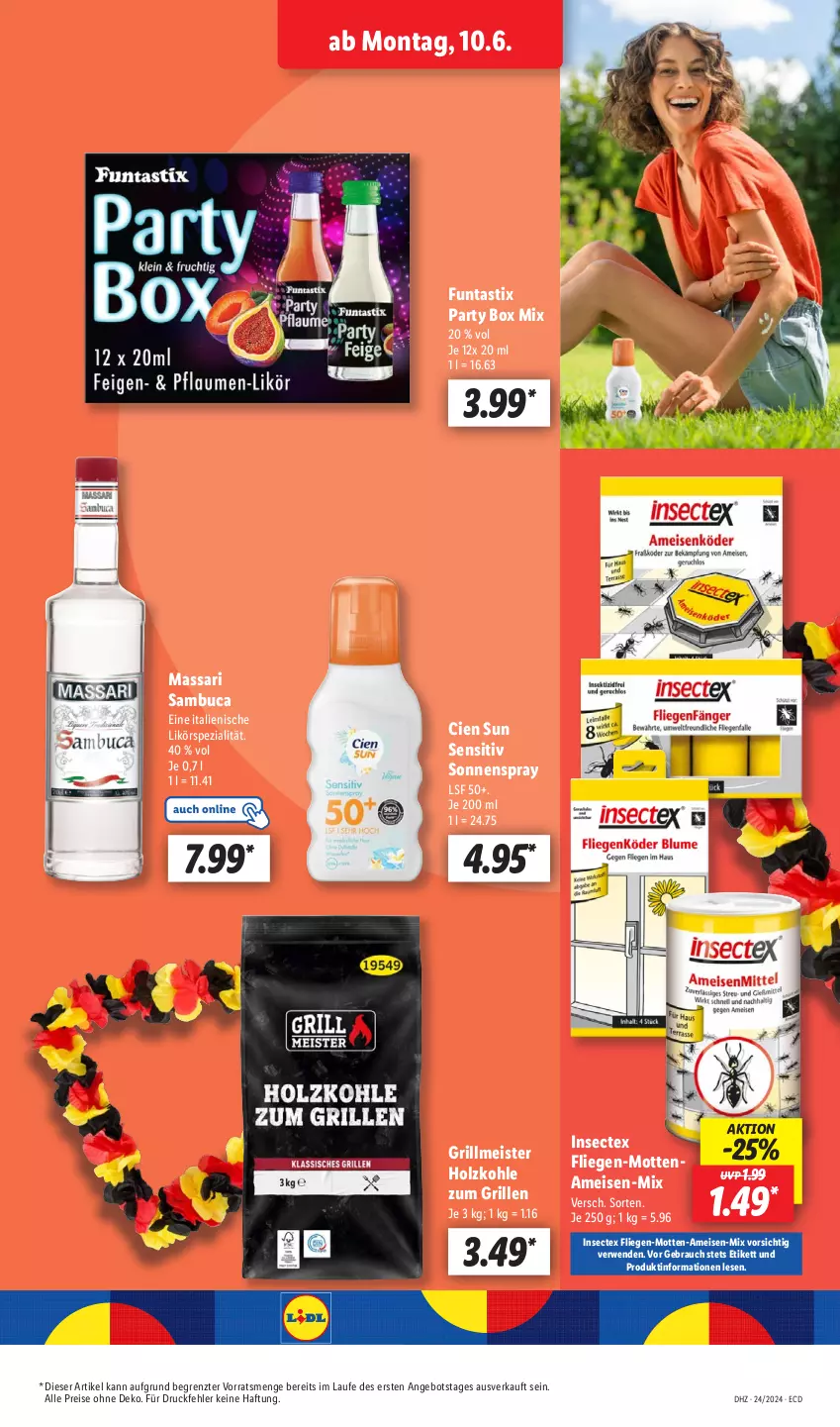 Aktueller Prospekt Lidl - Aktionsprospekt - von 10.06 bis 15.06.2024 - strona 47 - produkty: angebot, asti, Cien, eis, grill, Holz, holzkohle, Liege, likör, Meister, Rauch, reis, rwe, sambuca, sonnenspray, Spezi, Ti, ZTE