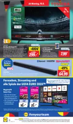 Gazetka promocyjna Lidl - Aktionsprospekt - Gazetka - ważna od 15.06 do 15.06.2024 - strona 22 - produkty: alexa, angebot, beleuchtung, dell, deo, disney, dvb, DVB-T, eis, elle, gutschein, hardware, HDMI, LG, Mode, ndk, netflix, reis, rel, Schal, Schale, Sharp, soundbar, Spiele, Ti, toshiba, tuner, uhd, usb, wandhalterung, Yo, ZTE